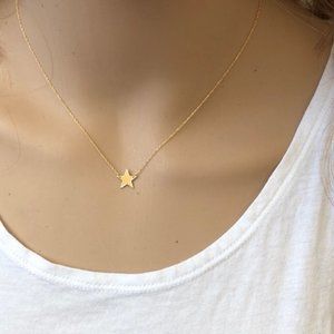 14K Solid Gold Mini Star Dainty Necklace